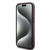 Apple iPhone 15 Kılıf Guess Magsafe Uyumlu 4G Classic Logolu Kapak Kahverengi