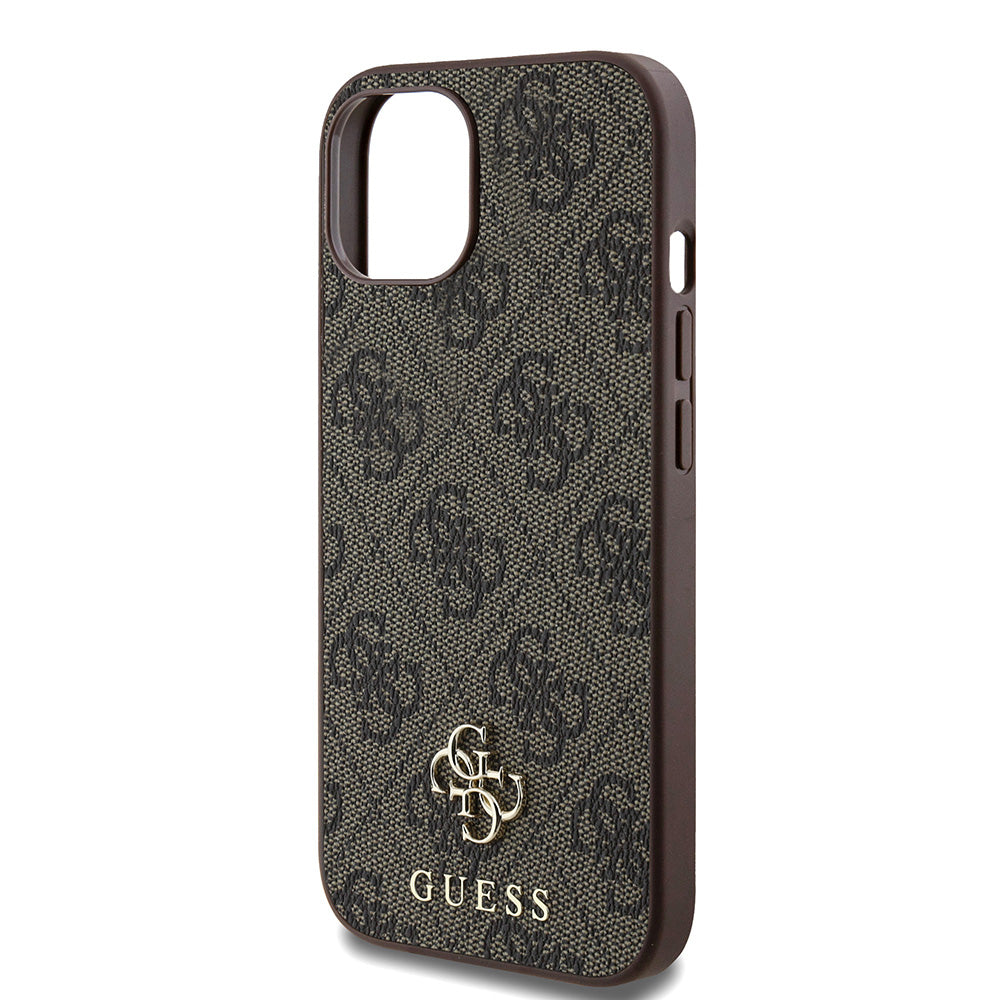 Apple iPhone 14 Kılıf Guess Magsafe Uyumlu 4G Classic Logolu Kapak Kahverengi