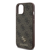 Apple iPhone 15 Kılıf Guess Magsafe Uyumlu 4G Classic Logolu Kapak Kahverengi