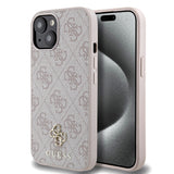 Apple iPhone 15 Kılıf Guess Magsafe Uyumlu 4G Classic Logolu Kapak Pembe