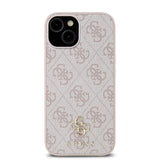 Apple iPhone 15 Kılıf Guess Magsafe Uyumlu 4G Classic Logolu Kapak Pembe