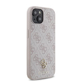 Apple iPhone 15 Kılıf Guess Magsafe Uyumlu 4G Classic Logolu Kapak Pembe