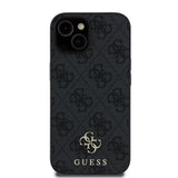 Apple iPhone 15 Kılıf Guess Magsafe Uyumlu 4G Classic Logolu Kapak Siyah