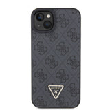 Apple iPhone 15 Kılıf Guess PU Deri Askılı Strass Crossbody Kapak Siyah