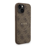 Apple iPhone 15 Kılıf Guess M-safe Şarj Özellikli Bilek Askı İpli Yazı Logolu Kapak Kahverengi