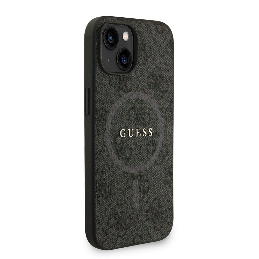Apple iPhone 13/15 Kılıf Guess M-safe Şarj Özellikli Bilek Askı İpli Yazı Logolu Kapak Siyah