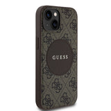 Apple iPhone 15 Kılıf Guess Magsafe Şarj Özellikli Circle Classic Kapak Kahverengi