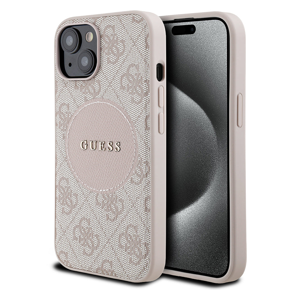 Apple iPhone 13/15 Kılıf Guess Magsafe Şarj Özellikli Circle Classic Kapak Pembe