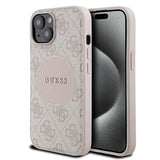 Apple iPhone 15 Kılıf Guess Magsafe Şarj Özellikli Circle Classic Kapak Pembe