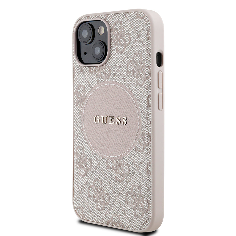 Apple iPhone 13/15 Kılıf Guess Magsafe Şarj Özellikli Circle Classic Kapak Pembe
