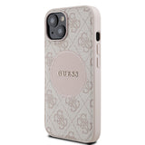 Apple iPhone 15 Kılıf Guess Magsafe Şarj Özellikli Circle Classic Kapak Pembe
