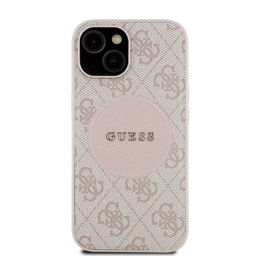 Apple iPhone 13/15 Kılıf Guess Magsafe Şarj Özellikli Circle Classic Kapak Pembe
