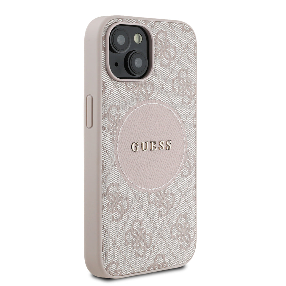Apple iPhone 13/15 Kılıf Guess Magsafe Şarj Özellikli Circle Classic Kapak Pembe