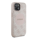 Apple iPhone 15 Kılıf Guess Magsafe Şarj Özellikli Circle Classic Kapak Pembe