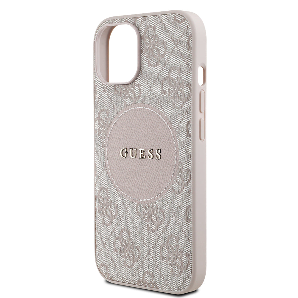 Apple iPhone 13/15 Kılıf Guess Magsafe Şarj Özellikli Circle Classic Kapak Pembe