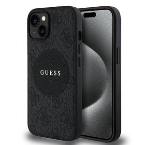 Apple iPhone 15 Kılıf Guess Magsafe Şarj Özellikli Circle Classic Kapak Siyah