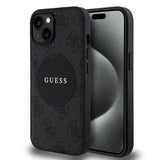 Apple iPhone 15 Kılıf Guess Magsafe Şarj Özellikli Circle Classic Kapak Siyah