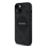 Apple iPhone 15 Kılıf Guess Magsafe Şarj Özellikli Circle Classic Kapak Siyah