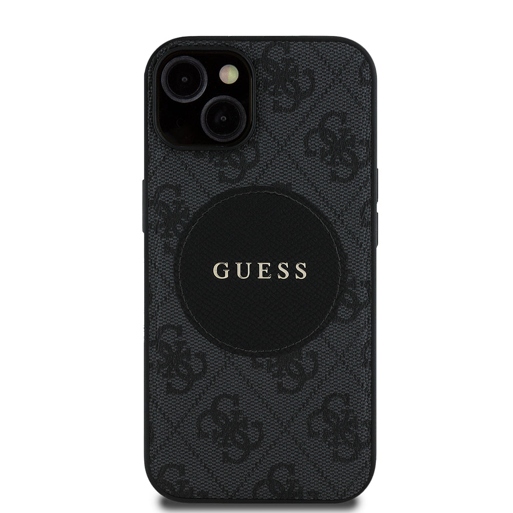 Apple iPhone 13/15 Kılıf Guess Magsafe Şarj Özellikli Circle Classic Kapak Siyah