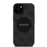 Apple iPhone 15 Kılıf Guess Magsafe Şarj Özellikli Circle Classic Kapak Siyah