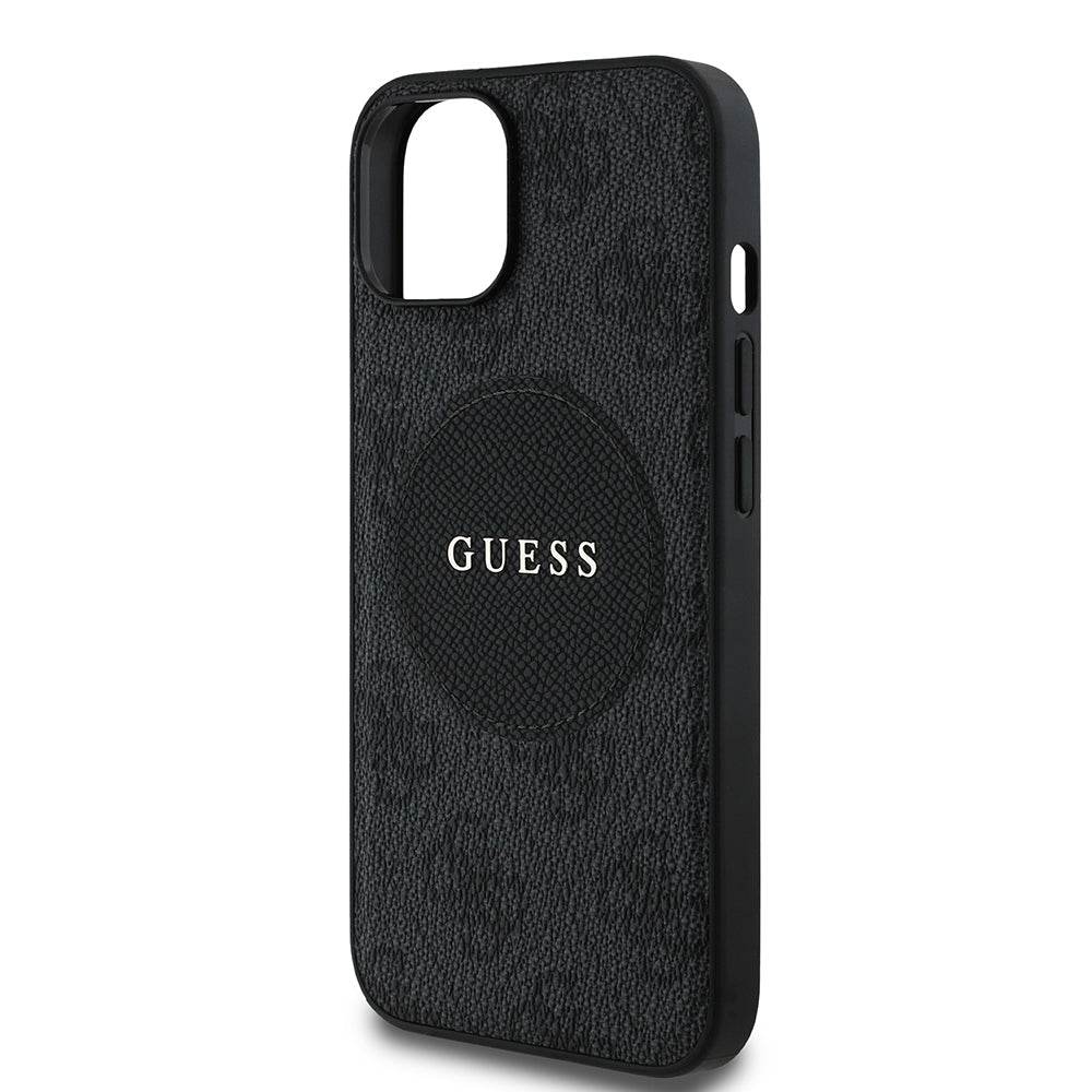 Apple iPhone 13/15 Kılıf Guess Magsafe Şarj Özellikli Circle Classic Kapak Siyah