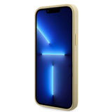 Apple iPhone 15 Kılıf Guess Üçgen Logolu Rhinestone Taşlı Kapak Gold