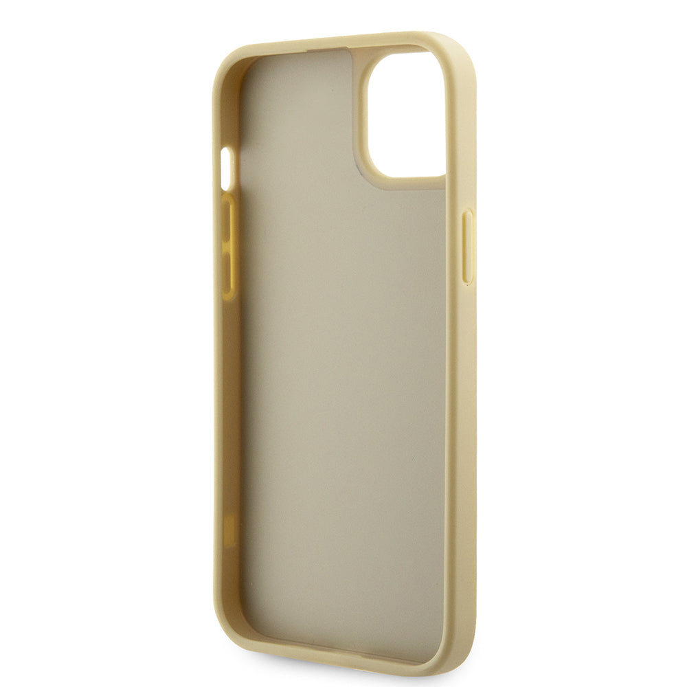 Apple iPhone 14 Kılıf Guess Üçgen Logolu Rhinestone Taşlı Kapak Gold