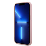 Apple iPhone 15 Kılıf Guess Üçgen Logolu Rhinestone Taşlı Kapak Pembe