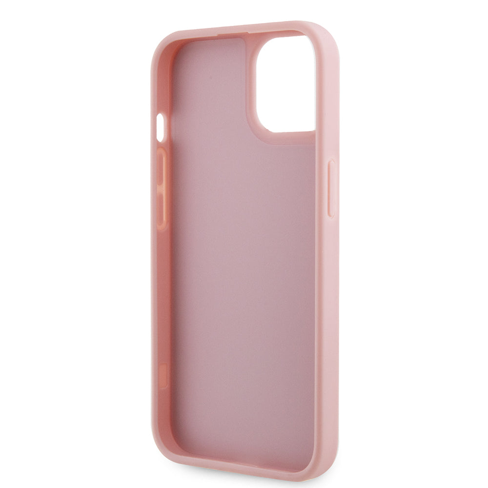 Apple iPhone 14 Kılıf Guess Üçgen Logolu Rhinestone Taşlı Kapak Pembe