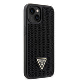Apple iPhone 15 Kılıf Guess Üçgen Logolu Rhinestone Taşlı Kapak Siyah