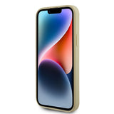Apple iPhone 15 Plus Kılıf Guess 4G Büyük Metal Logolu Glitter Kapak Gold
