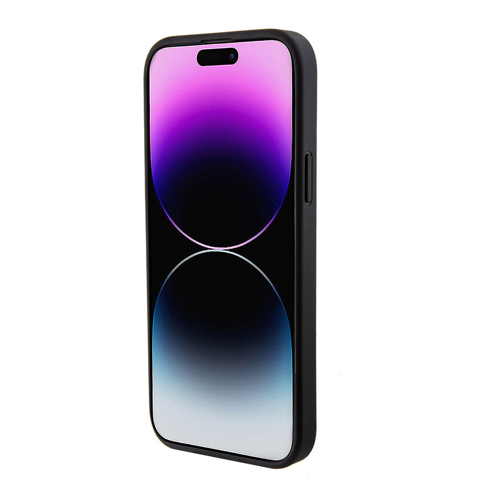 Apple iPhone 15 Plus Kılıf Guess 4G Büyük Metal Logolu Glitter Kapak Siyah