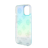 Apple iPhone 15 Plus Kılıf Guess Askı İpli Holografik Glitter Peony Kapak Turkuaz