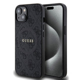 Apple iPhone 14 Kılıf Guess Magsafe Şarj Özellikli 4G Desenli Yazı Logolu Kapak Siyah
