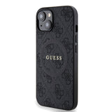 Apple iPhone 14 Kılıf Guess Magsafe Şarj Özellikli 4G Desenli Yazı Logolu Kapak Siyah