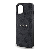 Apple iPhone 14 Kılıf Guess Magsafe Şarj Özellikli 4G Desenli Yazı Logolu Kapak Siyah