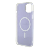 Apple iPhone 15 Kılıf Guess Magsafe Şarj Özellikli Yazı Logolu Iridescent Kapak Mor