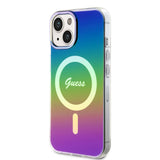 Apple iPhone 15 Kılıf Guess Magsafe Şarj Özellikli Yazı Logolu Iridescent Kapak Siyah