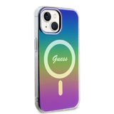Apple iPhone 15 Kılıf Guess Magsafe Şarj Özellikli Yazı Logolu Iridescent Kapak Siyah