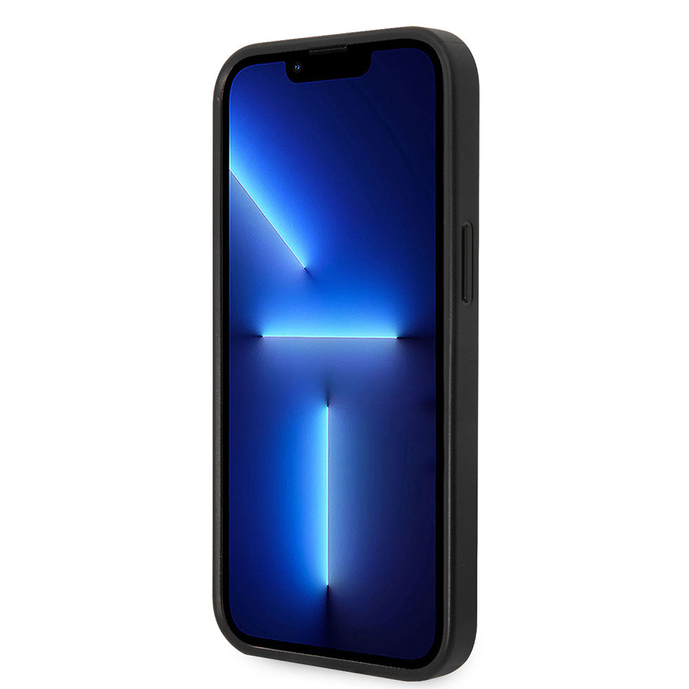 Apple iPhone 15 Plus Kılıf Guess PU Deri 4G Metal Logolu Desenli Kapak Siyah