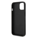 Apple iPhone 15 Plus Kılıf Guess PU Deri 4G Metal Logolu Desenli Kapak Siyah