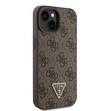 Apple iPhone 15 Kılıf Guess PU Deri Askılı Strass Crossbody Kapak Kahverengi