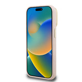 Apple iPhone 15 Pro Kılıf Guess Kamera Standlı Grained Yazı Logolu Kapak Pembe