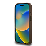 Apple iPhone 15 Pro Kılıf Guess Kamera Standlı M-Safe Özellikli Kapak Üçgen Logo 4G Desenli Kahverengi