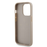 Apple iPhone 15 Pro Kılıf Guess Fileli 4G Glitter Büyük Metal Logolu Kapak Gold