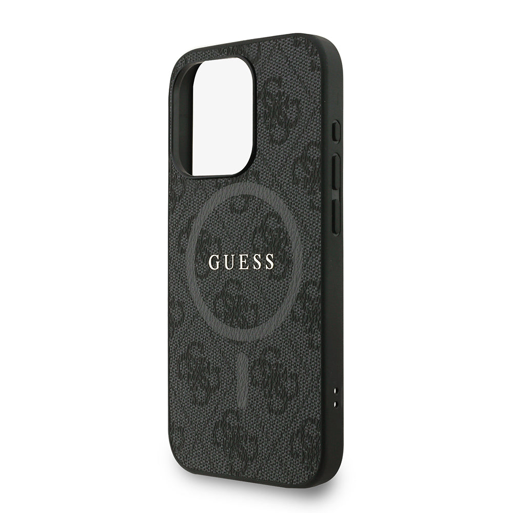 Apple iPhone 15 Pro Kılıf Guess M-safe Şarj Özellikli Bilek Askı İpli Yazı Logolu Kapak Siyah