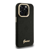 Apple iPhone 15 Pro Kılıf Guess M-safe Şarj Özellikli Kamera Standlı Peony Kapak PU Deri Siyah