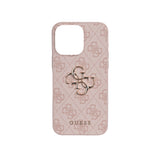 Apple iPhone 15 Pro Max Kılıf Guess 4G Büyük Metal Logolu Askılı Kapak Pembe