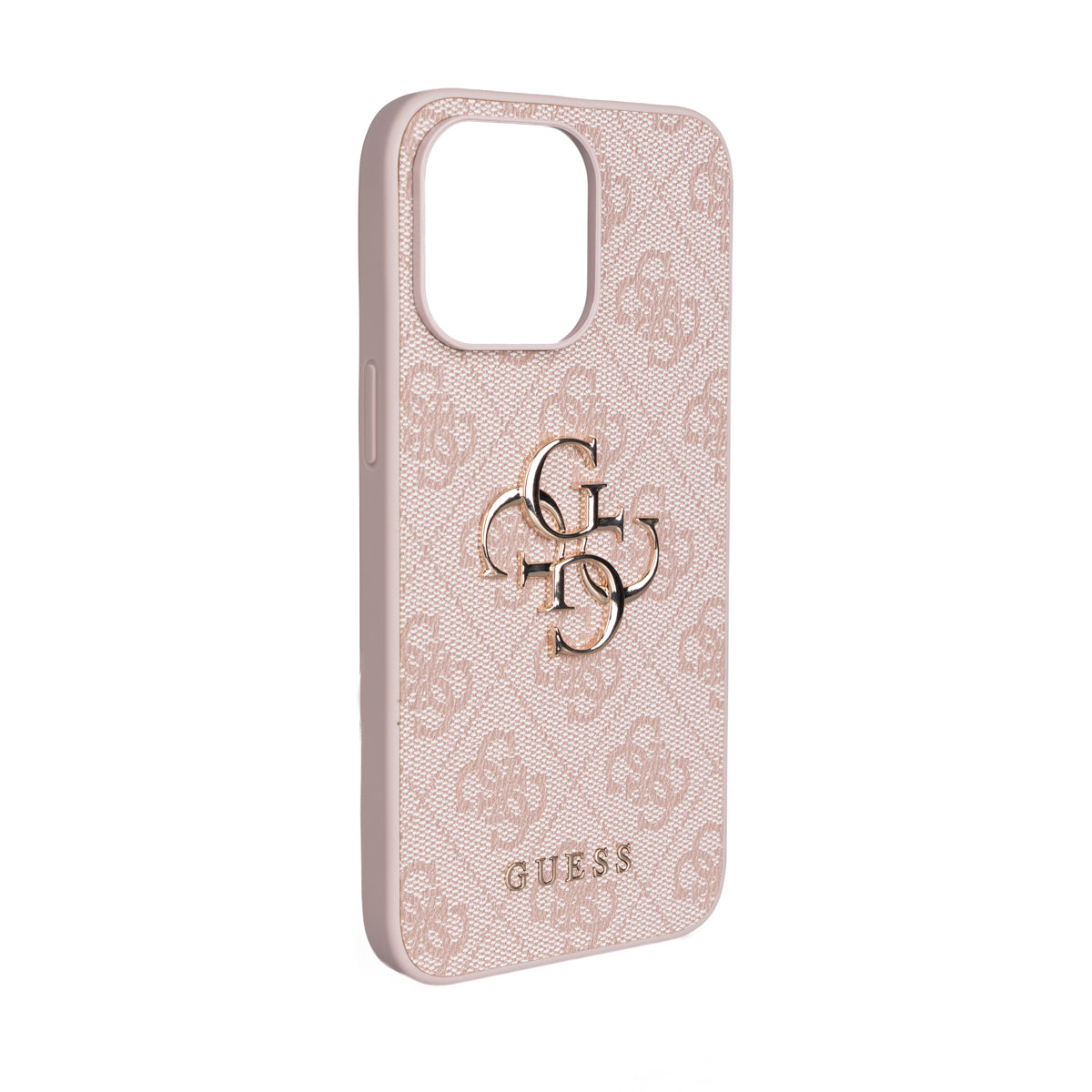Apple iPhone 15 Pro Max Kılıf Guess 4G Büyük Metal Logolu Askılı Kapak Pembe
