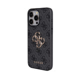 Apple iPhone 15 Pro Max Kılıf Guess 4G Büyük Metal Logolu Askılı Kapak Siyah